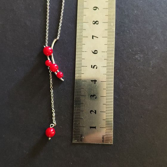 Silver necklace with coral