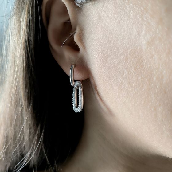 Срібні сережки з фіанітами