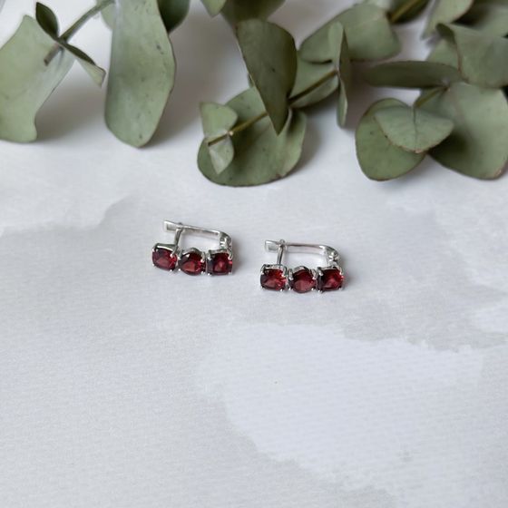 Silver earrings with garnet (3.929 carats)