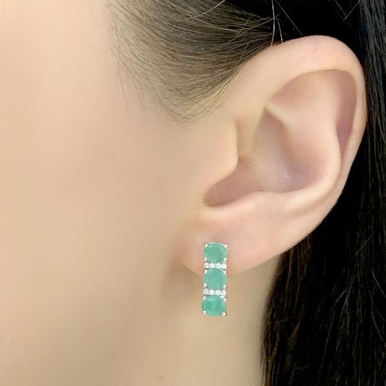 Срібні сережки зі смарагдом 2,006 карата