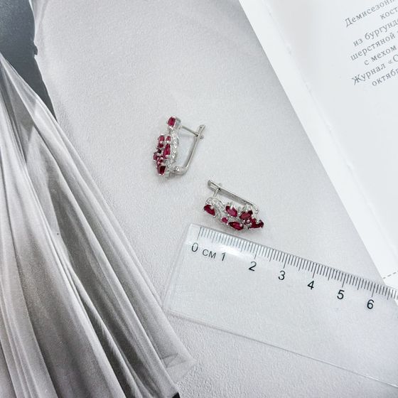 Sterling silver earrings with ruby 4.384ct