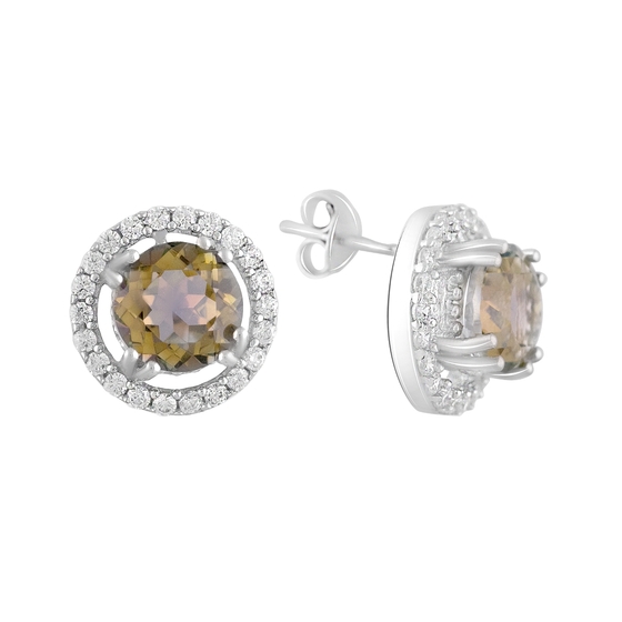 Срібні сережки з містик топазом 3.42ct