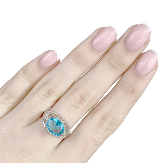 Серебряное кольцо с аквамарином nano