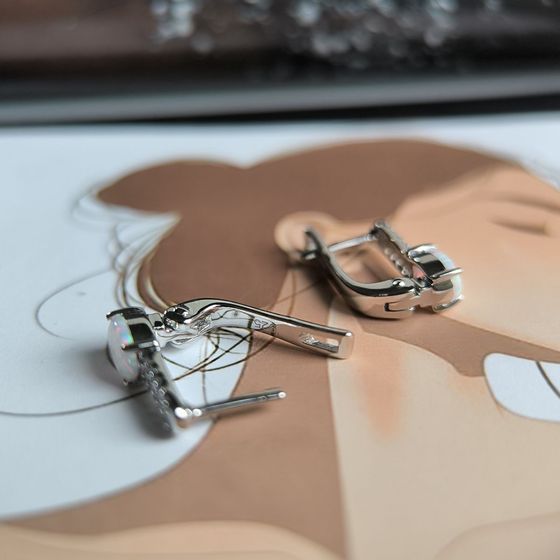 Серебряные серьги с опалом 0.875ct