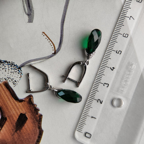 Срібні сережки зі смарагдом nano 8,965 карата