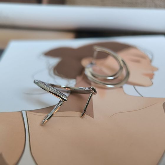 Silver earrings without stones