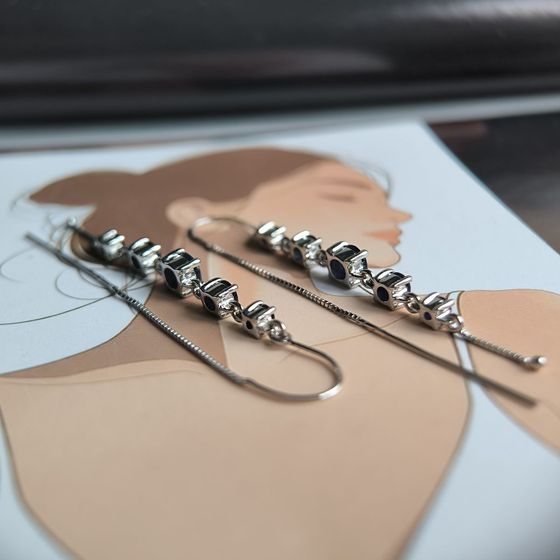 Срібні сережки з сапфіром 3.285ct