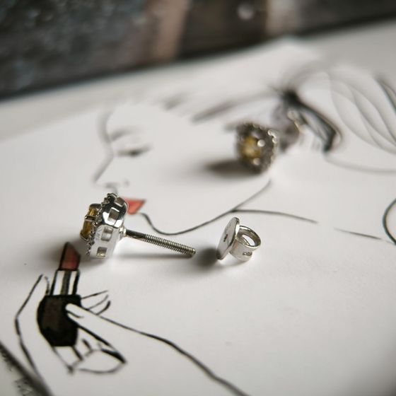 Срібні сережки з цитрином nano 0.665ct