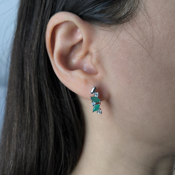 Срібні сережки зі смарагдом 1,642 карата