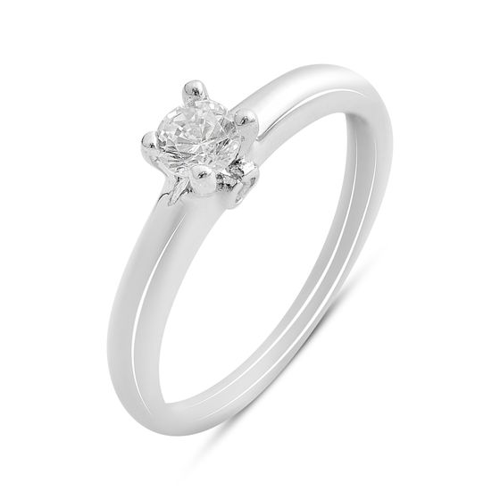 Silver ring with cubic zirconia