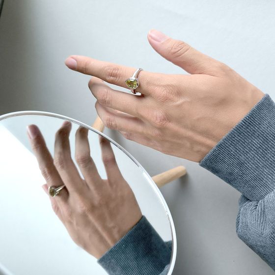 Срібна каблучка із зеленим кварцом 1.735ct