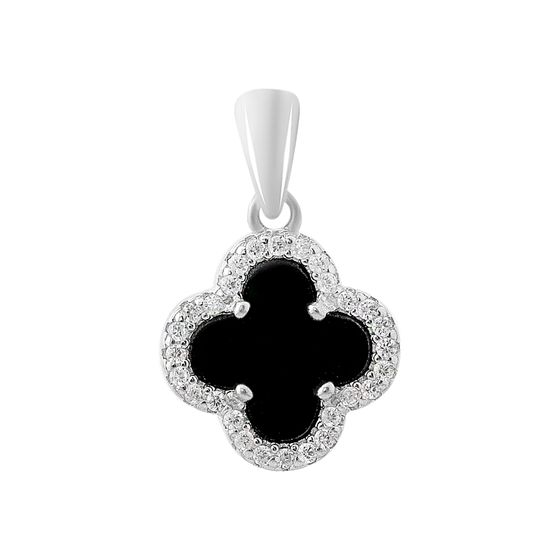 Sterling silver pendant with onyx, fianites