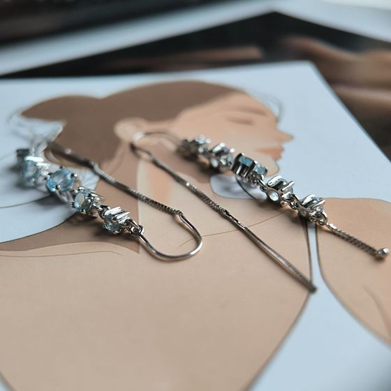 Срібні сережки з топазом 3.109ct