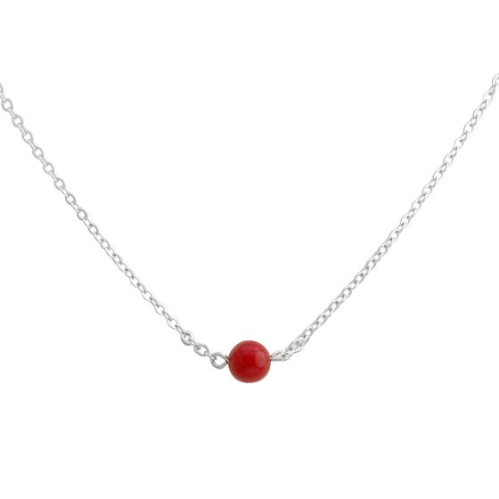 Silver necklace with coral