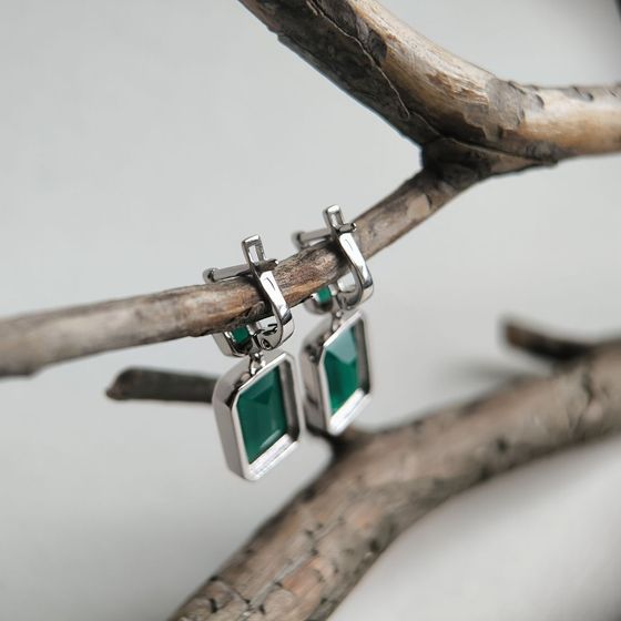 Срібні сережки з агатом 13,205 карата