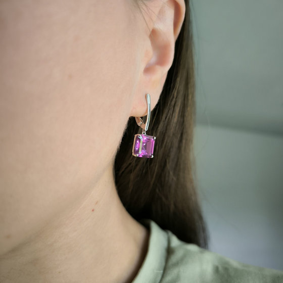 Серебряные серьги с александритом 12.55ct