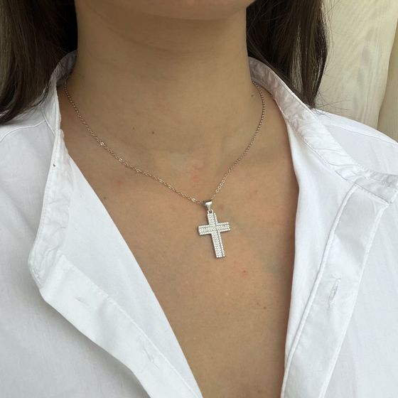 Silver cross with phianites
