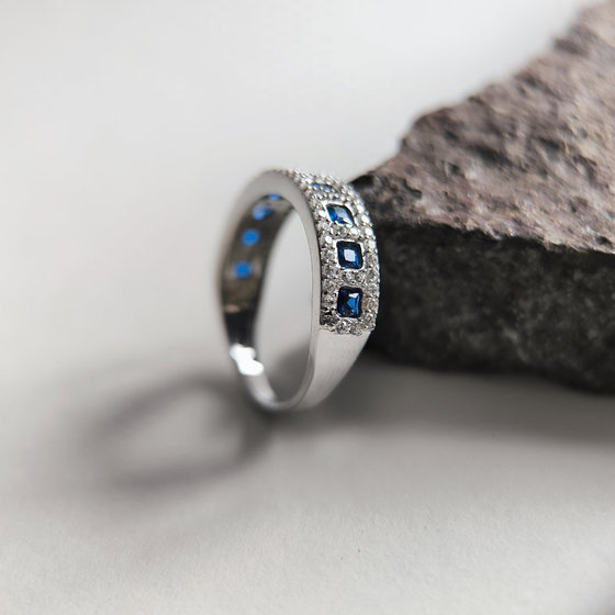 Срібне кільце з сапфіром nano 1.213ct