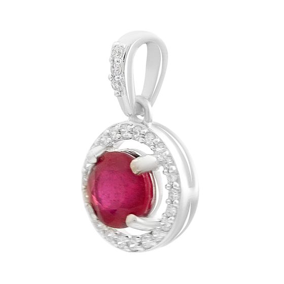 Silver pendant with 1.5ct ruby and cubic zirconia