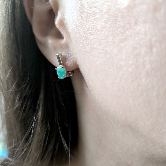 Серебряные серьги с изумрудом 1.385ct