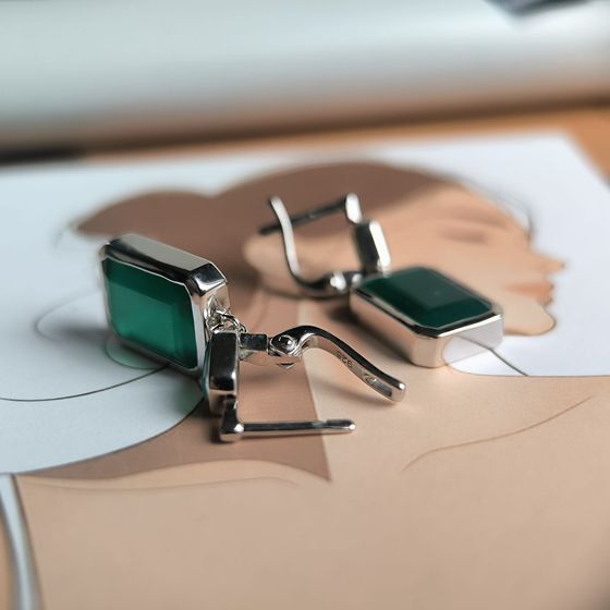 Срібні сережки з агатом 13,205 карата