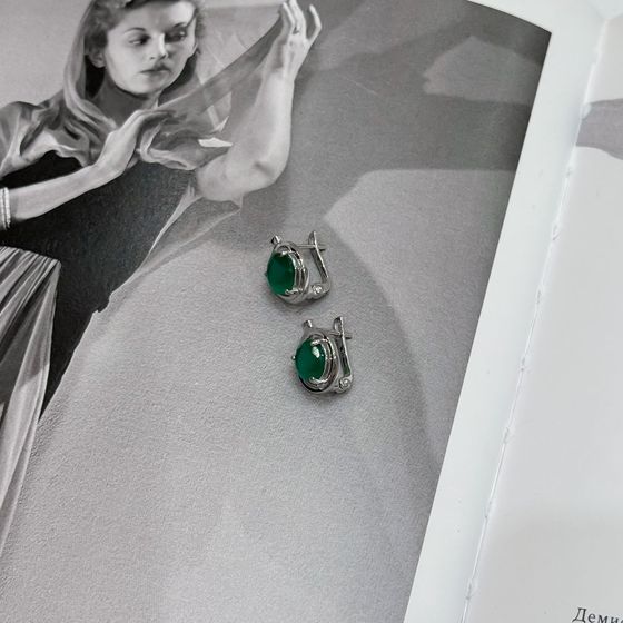 Срібні сережки з агатом 3.575ct