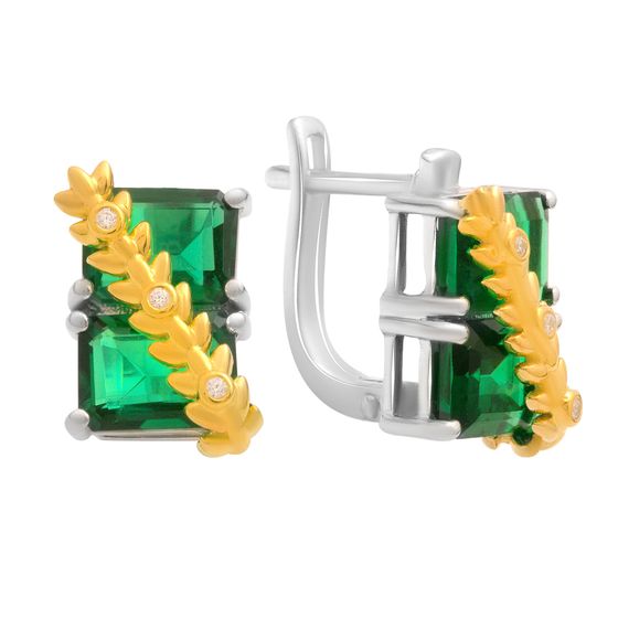 Срібні сережки зі смарагдом nano 5,963 карата