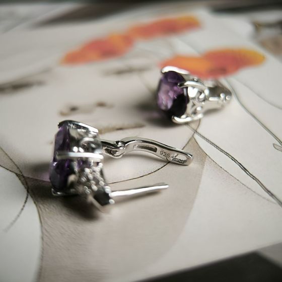 Silver earrings with amethyst 8.705ct