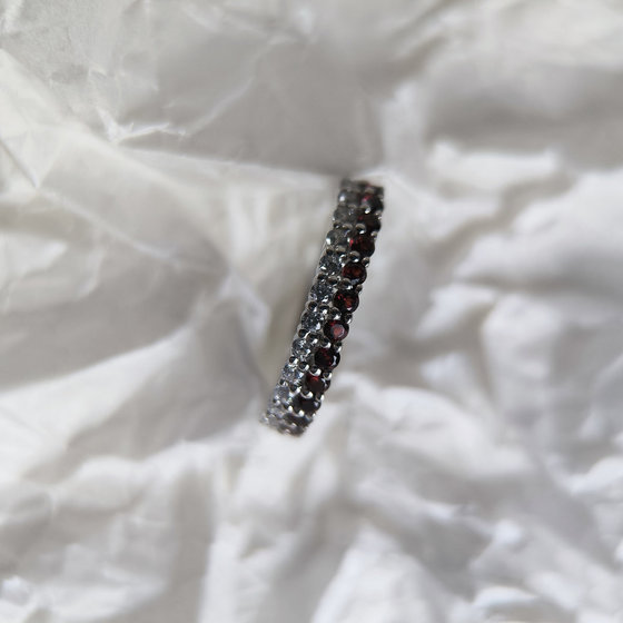 Silver ring with garnet