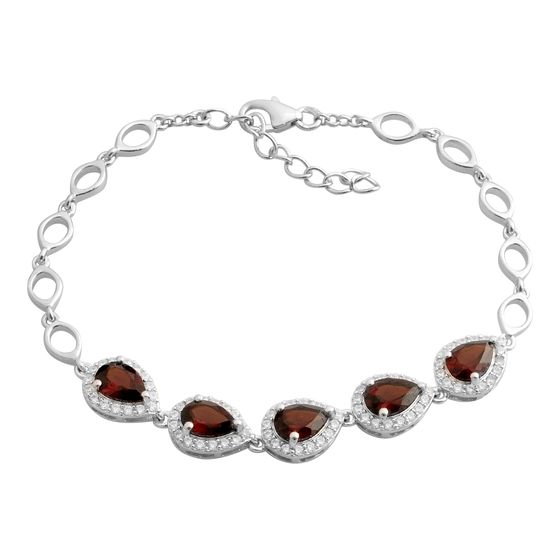 Серебряный браслет с гранатом 6.004ct