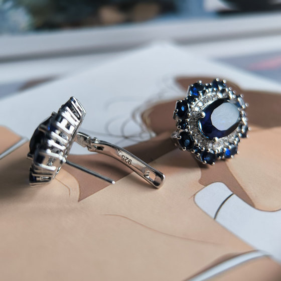 Срібні сережки з сапфіром nano 9.87ct