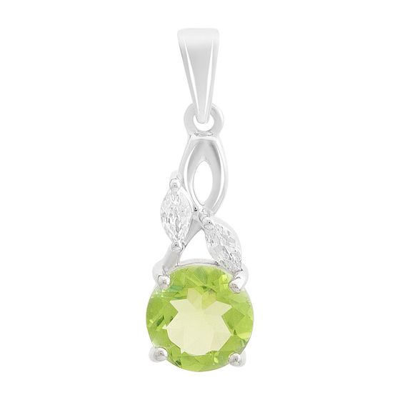 Серебряная подвеска с хризолітом 1.233ct, фианитами