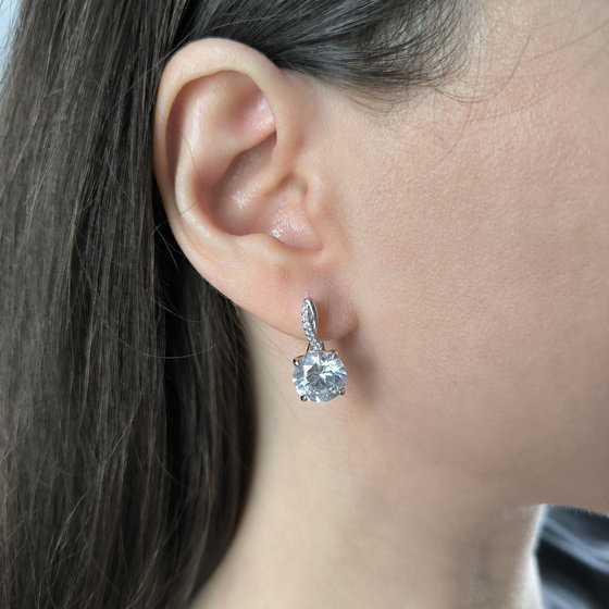 Silver earrings with cubic zirconia