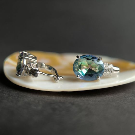 Срібні сережки з містик топазом 6.913ct