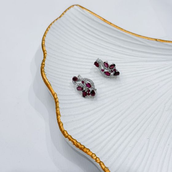 Sterling silver earrings with ruby 4.384ct