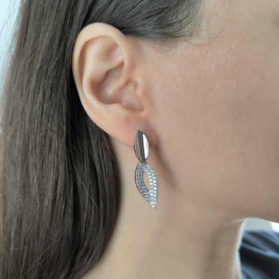 Silver earrings with cubic zirconia