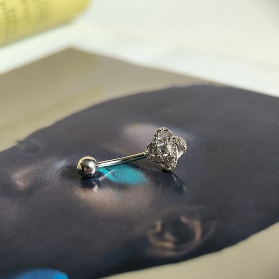 Silver piercing with phianites