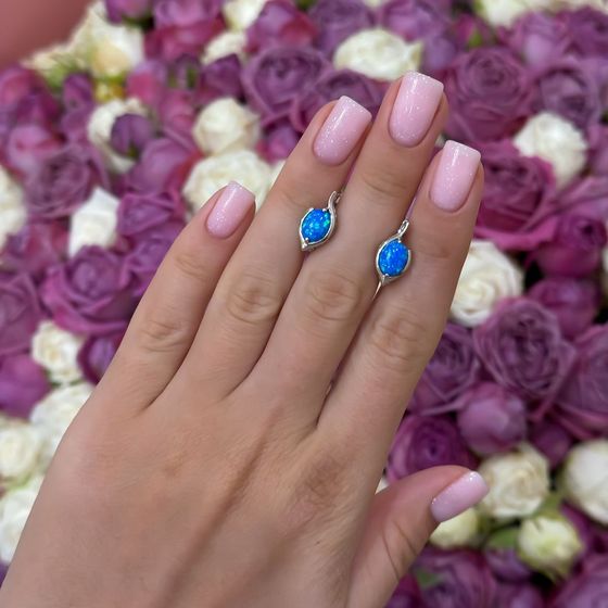 Срібні сережки з опалом 1.291ct