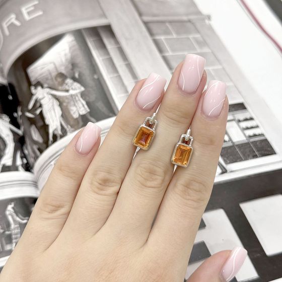 Срібні сережки із золотим кварцом 3.45ct