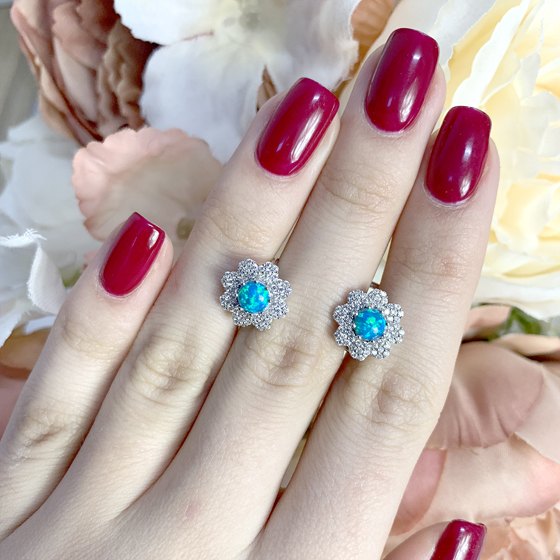 Срібні сережки з опалом 1.875ct