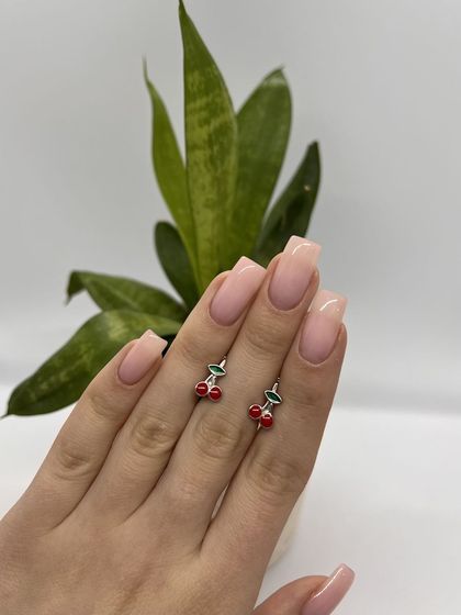 Срібні сережки з емаллю