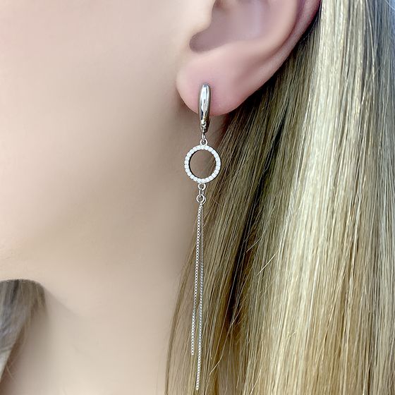 Срібні сережки з фіанітами