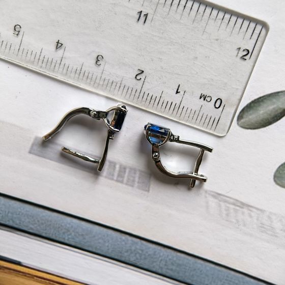 Срібні сережки з сапфіром nano 1.163ct