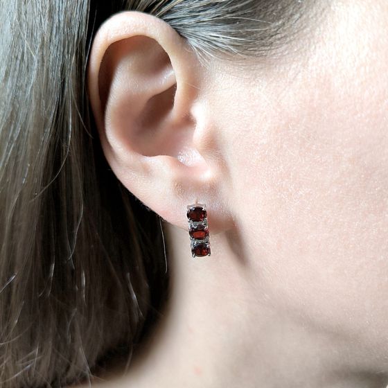 Срібні сережки з гранатом 2,859 карата