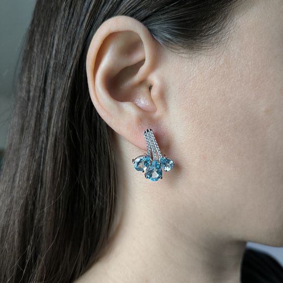 Срібні сережки з топазом 8.333ct