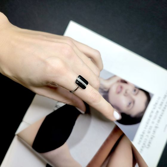 Silver ring with onyx