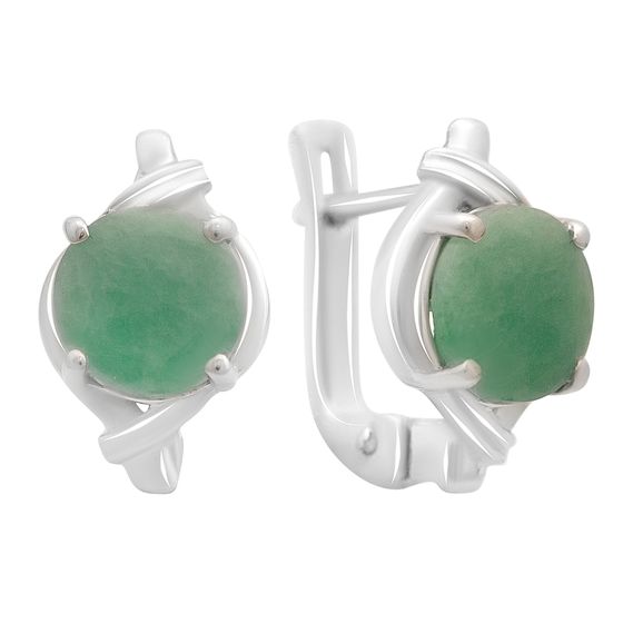 Silver earrings with a 3.308-carat emerald