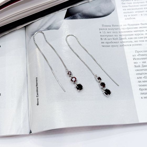 Серебряные серьги с гранатом 2.105ct