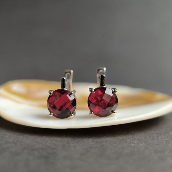 Silver earrings with garnet (nano)