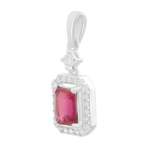 Silver pendant with 1.871ct ruby and cubic zirconia